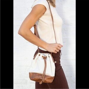 Brandy Melville Canvas/Cow leather Bucket bag